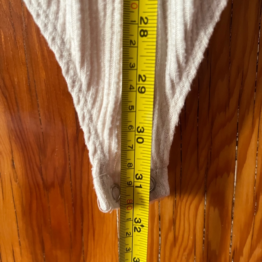 Express Cream Ribbed Wrap Top - Picture 5 of 6